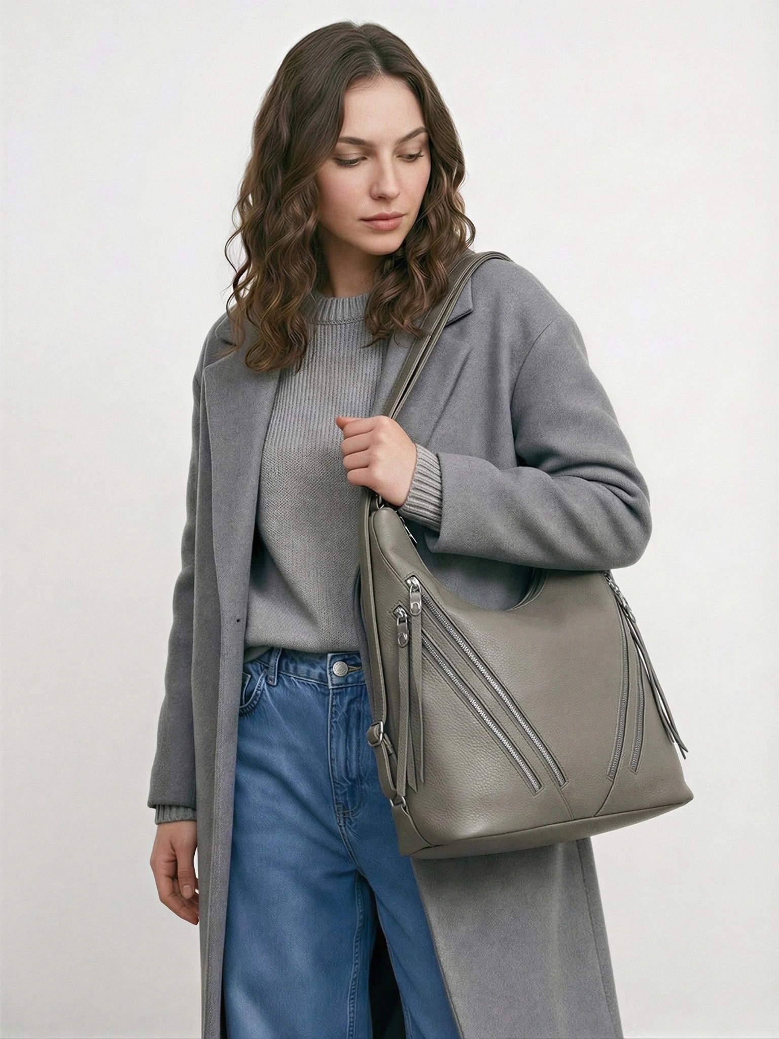 Сумка-шоппер с декоративными пуллерами в ассортименте